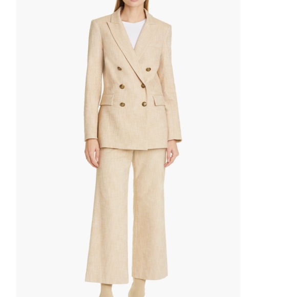 NWT $698 Veronica Beard Ellette Dickey Double Breasted Blazer CAMEL/ CREAM! - Picture 4 of 15